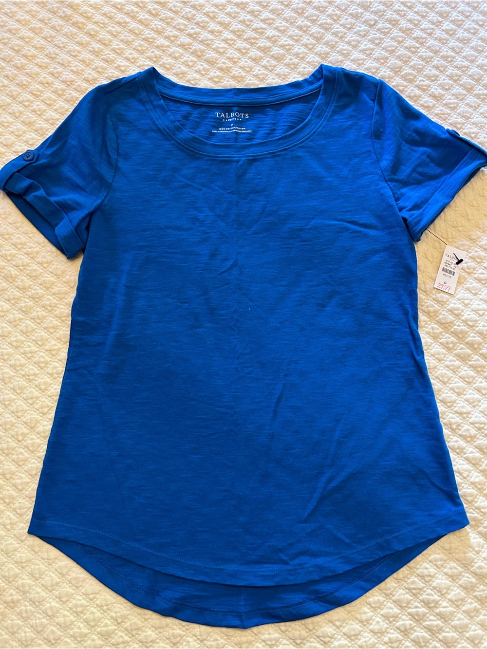 Talbots Royal Blue Short Sleeve Scoop Neck Tee NWT